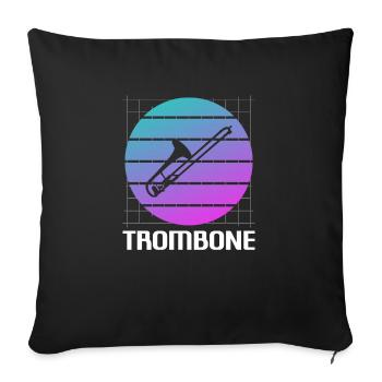 Instrument de joueur de trombone classique vintage rétro - Housse de coussin décorative 45 x 45 cm - noir - Devant