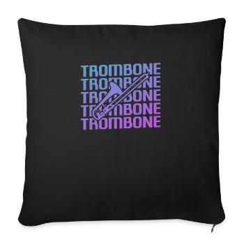 Instrument de joueur de trombone classique vintage rétro - Housse de coussin décorative 45 x 45 cm - noir - Devant