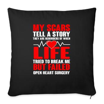 Open Heart Surgery Gift - Sofa pillowcase 17,3'' x 17,3'' (45 x 45 cm) - black - Front