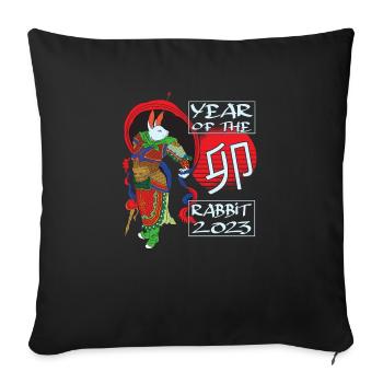 Nouvel An chinois - Année du lapin 2023 - Housse de coussin décorative 45 x 45 cm - noir - Devant