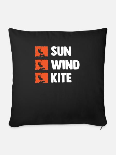 Kite Kitesurfen Kiteboard - Sofakissenbezug 45 x 45 cm - Schwarz
