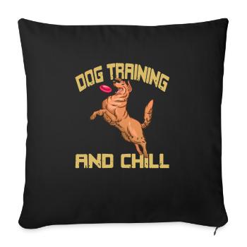 Dog Training And Chill Retro Funny Dog Trainer - Sofa pillowcase 17,3'' x 17,3'' (45 x 45 cm) - black - Front