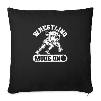 Mode de lutte sur un fan de lutteur amateur drôle - Housse de coussin décorative 45 x 45 cm - noir - Devant