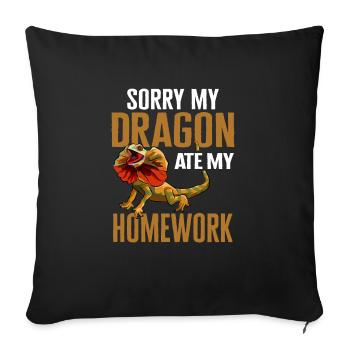 Lézard à collier Lézard à cou froncé Reptile Herpétologiste - Housse de coussin décorative 45 x 45 cm - noir - Devant