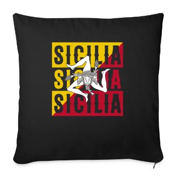 Drapeau de la Sicile Sicile Palerme Italie - Housse de coussin décorative 45 x 45 cm - noir - Devant