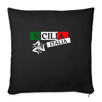 Drapeau de la Sicile Sicile Palerme Italie - Housse de coussin décorative 45 x 45 cm - noir - Devant