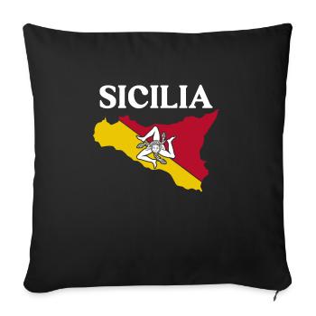 Drapeau de la Sicile Sicile Palerme Italie - Housse de coussin décorative 45 x 45 cm - noir - Devant