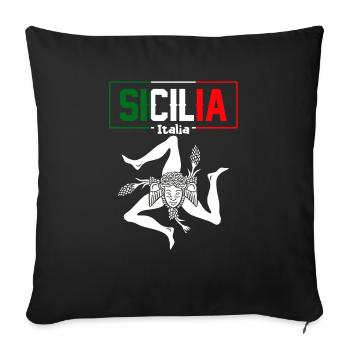 Drapeau de la Sicile Sicile Palerme Italie - Housse de coussin décorative 45 x 45 cm - noir - Devant