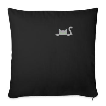 Funny cat looking out of his pocket - Sofa pillowcase 17,3'' x 17,3'' (45 x 45 cm) - black - Front