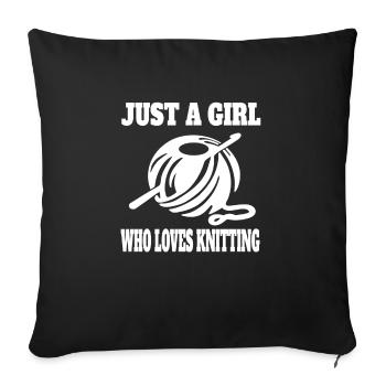 Tricot Fille Couture Couturière Cadeau Crochet - Housse de coussin décorative 45 x 45 cm - noir - Devant