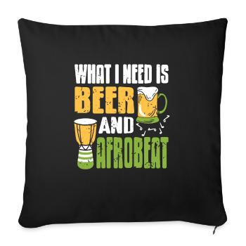 Ce dont j’ai besoin, c’est de bière et d’afrobeat retro vintage - Housse de coussin décorative 45 x 45 cm - noir - Devant