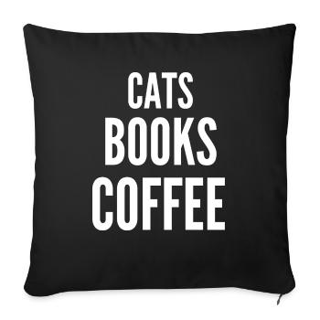 chats livres et chemise de café meilleur cadeau - Housse de coussin décorative 45 x 45 cm - noir - Devant