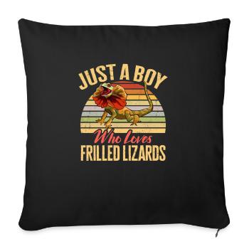 Lézard à collier Lézard à cou froncé Reptile Herpétologiste - Housse de coussin décorative 45 x 45 cm - noir - Devant