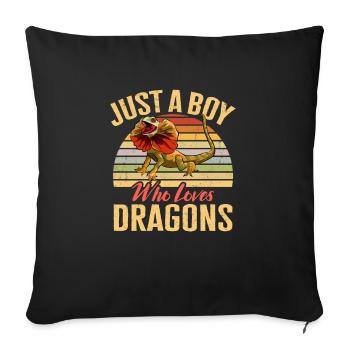 Lézard à collier Lézard à cou froncé Reptile Herpétologiste - Housse de coussin décorative 45 x 45 cm - noir - Devant