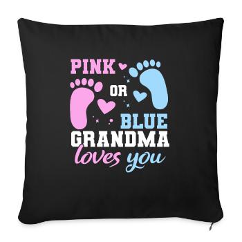 Pink or Blue Grandma Loves You Father Gender - Sofa pillowcase 17,3'' x 17,3'' (45 x 45 cm) - black - Front