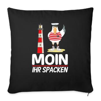Moin Ihr Spacken Möwe Norddeutsch Plattdeutscher - Housse de coussin décorative 45 x 45 cm - noir - Devant