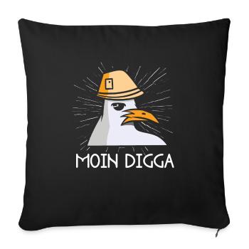 Moin Digga Seagull Nord Allemand Bas Allemand Dicton - Housse de coussin décorative 45 x 45 cm - noir - Devant