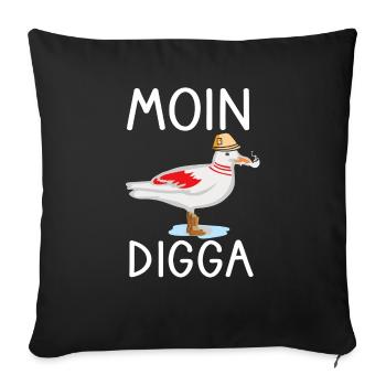 Moin Digga Seagull Nord Allemand Bas Allemand Dicton - Housse de coussin décorative 45 x 45 cm - noir - Devant