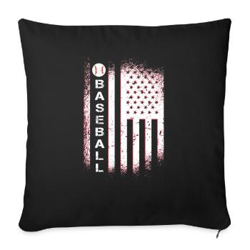 USA American Flag Baseball Player Vintage Design - Housse de coussin décorative 45 x 45 cm - noir - Devant