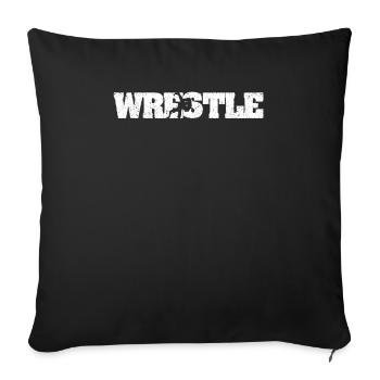 Wrestle Lustig Wrestling Fan Wrestler Lover - Housse de coussin décorative 45 x 45 cm - noir - Devant