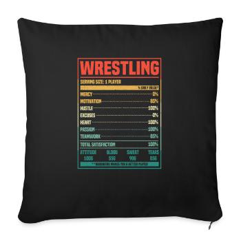 Lutte Nutrition Facts Drôle Lutteur Fan - Housse de coussin décorative 45 x 45 cm - noir - Devant