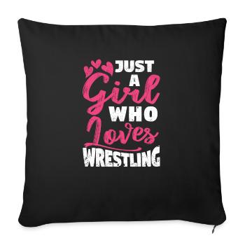 Juste une fille qui aime les filles de lutte Funny Wrestl - Housse de coussin décorative 45 x 45 cm - noir - Devant