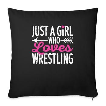Fille Drôle Lutteur Femme Juste une Fille Qui - Housse de coussin décorative 45 x 45 cm - noir - Devant