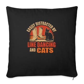 Line Dancing Cowboy Texas Line Dance Cadeau - Housse de coussin décorative 45 x 45 cm - noir - Devant