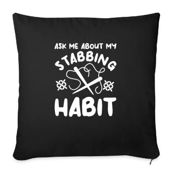 Demandez-moi ce que j’ai l’habitude de poignarder au crochet Quilting - Housse de coussin décorative 45 x 45 cm - noir - Devant