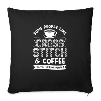 Certaines personnes aiment le point de croix et le crochet au café Q - Housse de coussin décorative 45 x 45 cm - noir - Devant