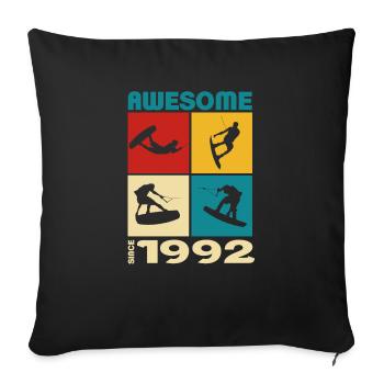 Awesome since 1992. Wakeboard Lifestyle - Sofa pillowcase 17,3'' x 17,3'' (45 x 45 cm) - black - Front