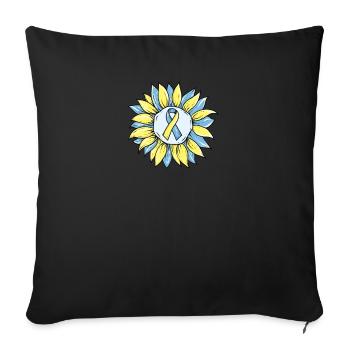Down Syndrome Awareness I Blue Yellow Ribbon T21 - Sofa pillowcase 17,3'' x 17,3'' (45 x 45 cm) - black - Front