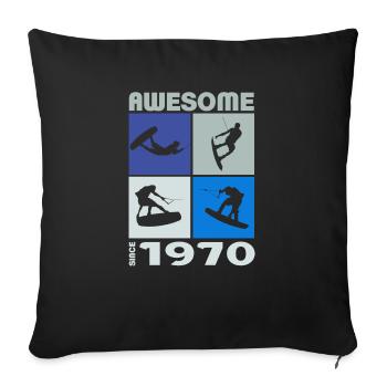 Awesome since 1970. Wakeboard Lifestyle - Sofa pillowcase 17,3'' x 17,3'' (45 x 45 cm) - black - Front