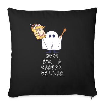 Hou! Je suis un tueur de céréales Drôle de fantôme Halloween - Housse de coussin décorative 45 x 45 cm - noir - Devant