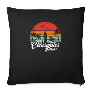 Vintage Clearwater Beach Floride Surf Retro Pun - Housse de coussin décorative 45 x 45 cm - noir - Devant