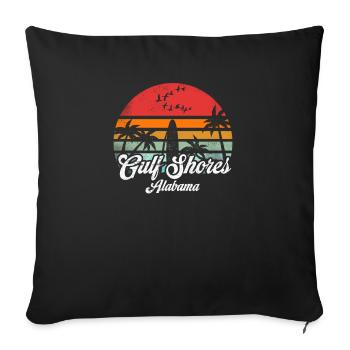 Vintage Gulf Shores Alabama Surfen Retro Surf Wortspiel - Sofakissenbezug 45 x 45 cm - Schwarz - Vorne