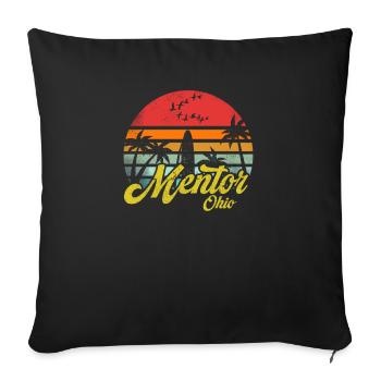 Vintage Mentor Ohio Surfing Retro Surf Humor Pun - Sofa pillowcase 17,3'' x 17,3'' (45 x 45 cm) - black - Front