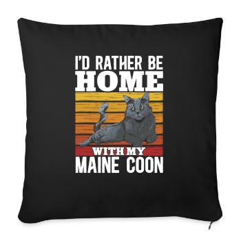 Maine Coon Chat - Housse de coussin décorative 45 x 45 cm - noir - Devant