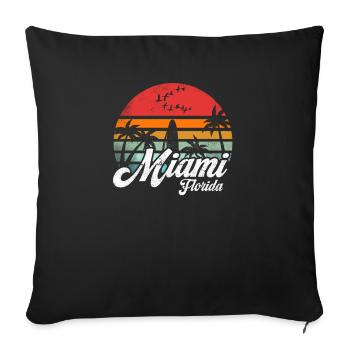 Vintage Miami Floride Surf Rétro Surf Cool Wave - Housse de coussin décorative 45 x 45 cm - noir - Devant
