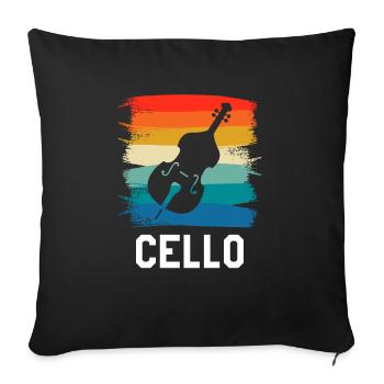 Instrument de violoncelle classique rétro vintage - Housse de coussin décorative 45 x 45 cm - noir - Devant