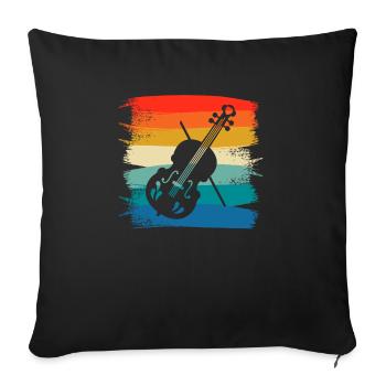 Retro Vintage Classic Violin Instrument Guita - Sofa pillowcase 17,3'' x 17,3'' (45 x 45 cm) - black - Front