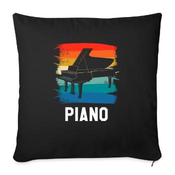 Pianiste d’instrument de piano classique rétro vintage - Housse de coussin décorative 45 x 45 cm - noir - Devant