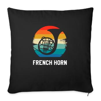 Retro Vintage Classic Français Horn Player - Housse de coussin décorative 45 x 45 cm - noir - Devant