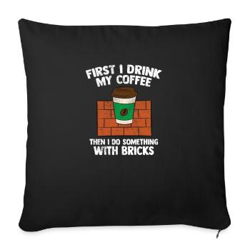 Masonry motif with trowel for craftsmen - Sofa pillowcase 17,3'' x 17,3'' (45 x 45 cm) - black - Front