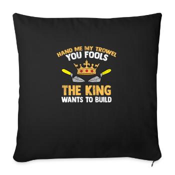 Motif maçon à la truelle pour les artisans - Housse de coussin décorative 45 x 45 cm - noir - Devant