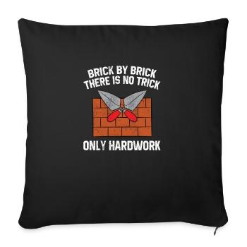 Motif maçon à la truelle pour les artisans - Housse de coussin décorative 45 x 45 cm - noir - Devant