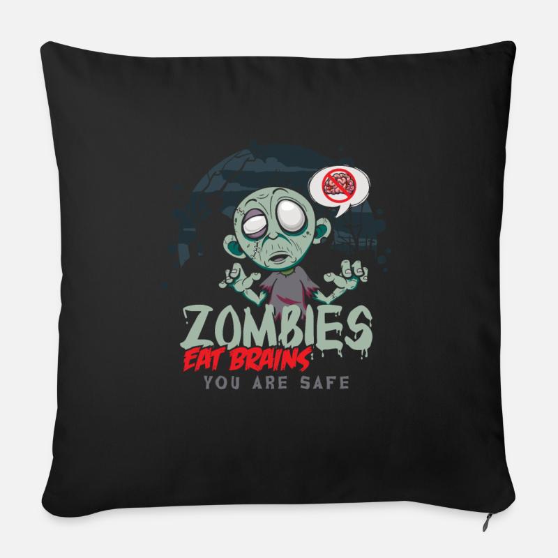 Zombies essen Gehirne du bist Sicher - Sofakissenbezug 45 x 45 cm - Schwarz