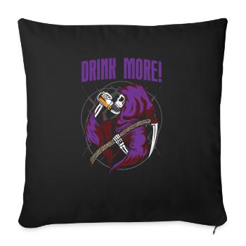 Grim Reaper Beer Boire plus Halloween - Housse de coussin décorative 45 x 45 cm - noir - Devant