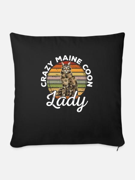 Maine Coon Katze - Sofakissenbezug 45 x 45 cm - Schwarz
