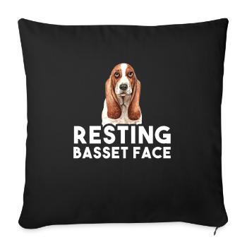 Basset Hound Gift - Sofa pillowcase 17,3'' x 17,3'' (45 x 45 cm) - black - Front